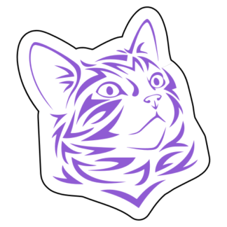 Tribal Cat Sticker (Lavender)